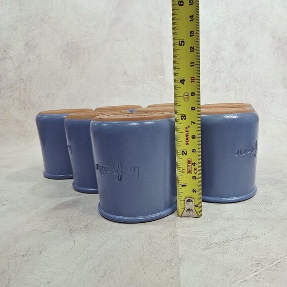 Set of 8 Fermière Cermer Yogurt Pots Crocks Jars French Blue - Picture 7 of 11
